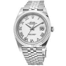 Réplique Montre pour homme Rolex Datejust 41 en acier inoxydable avec cadran romain blanc M126334-0024