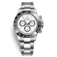 Réplique Montre pour homme Rolex Cosmograph Daytona en acier inoxydable avec cadran blanc M126500LN-0001