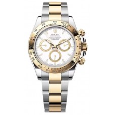 Réplique Montre pour homme Rolex Cosmograph Daytona en acier inoxydable et or jaune avec cadran blanc M126503-0001