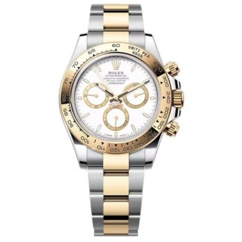 Réplique Montre pour homme Rolex Cosmograph Daytona en acier inoxydable et or jaune avec cadran blanc M126503-0001