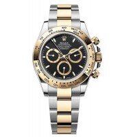 Réplique Montre pour homme Rolex Cosmograph Daytona en acier inoxydable et or jaune avec cadran noir M126503-0003