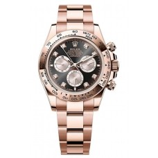 Réplique Montre pour homme Rolex Cosmograph Daytona en or rose noir et cadran serti de diamants Sundust M126505-0002