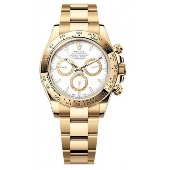 Réplique Montre pour homme Rolex Cosmograph Daytona en or jaune et cadran blanc M126508-0001