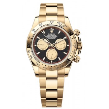 Réplique Montre pour homme Rolex Cosmograph Daytona en or jaune, cadran noir et champagne M126508-0002