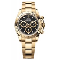 Réplique Montre Rolex Cosmograph Daytona en or jaune et cadran noir pour homme M126508-0004