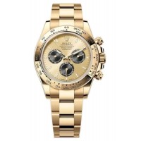 Réplique Montre pour homme Rolex Cosmograph Daytona en or jaune et cadran noir M126508-0006