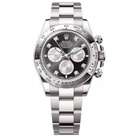 Réplique Montre pour homme Rolex Cosmograph Daytona en or blanc, noir et acier, cadran serti de diamants M126509-0002