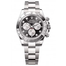 Réplique Montre pour homme Rolex Cosmograph Daytona en or blanc, noir et acier, cadran serti de diamants M126509-0002