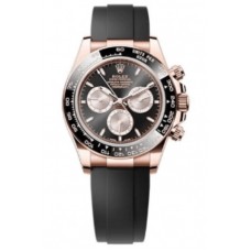 Réplique Montre Rolex Cosmograph Daytona en or rose, noir et cadran Sundust pour homme Oysterflex M126515LN-0002