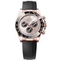 Réplique Montre Rolex Cosmograph Daytona en or rose et cadran noir Oysterflex pour homme M126515LN-0006