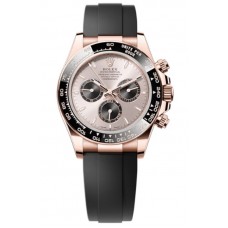 Réplique Montre Rolex Cosmograph Daytona en or rose et cadran noir Oysterflex pour homme M126515LN-0006