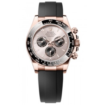 Réplique Montre Rolex Cosmograph Daytona en or rose et cadran noir Oysterflex pour homme M126515LN-0006