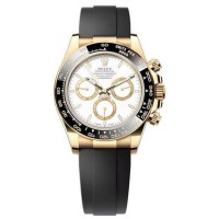 Réplique Montre Rolex Cosmograph Daytona en or jaune et cadran blanc pour homme Oysterflex M126518LN-0002