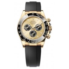 Réplique Montre Rolex Cosmograph Daytona en or jaune et cadran noir pour homme Oysterflex M126518LN-0012