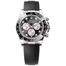 Réplique Montre Rolex Cosmograph Daytona en or blanc, noir et acier serti de diamants pour homme Oysterflex M126519LN-0004