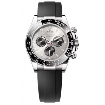 Réplique Montre Rolex Cosmograph Daytona en acier doré blanc et cadran noir pour homme Oysterflex M126519LN-0006