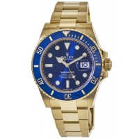 Réplique Montre pour homme Rolex Submariner à cadran bleu en or jaune 18 carats M126618LB-0002