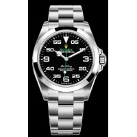 Réplique Montre pour homme Rolex Air King en acier à cadran noir M126900-0001