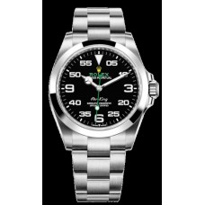 Réplique Montre pour homme Rolex Air King en acier à cadran noir M126900-0001