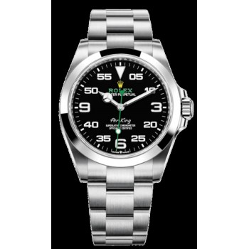 Réplique Montre pour homme Rolex Air King en acier à cadran noir M126900-0001