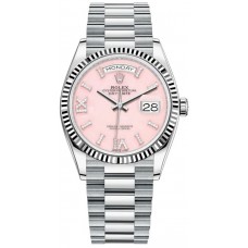 Réplique Montre Rolex Day-Date platine rose opale cadran diamant romain pour femme M128236-0006