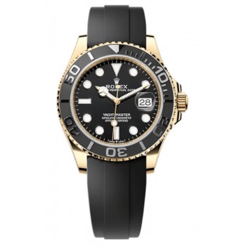 Réplique Montre Oysterflex pour homme en or jaune 18 carats Rolex Yacht-Master 42 avec cadran noir M226658-0001