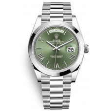 Réplique Montre Rolex Day-Date 40 pour homme en platine avec cadran vert M228206-0027