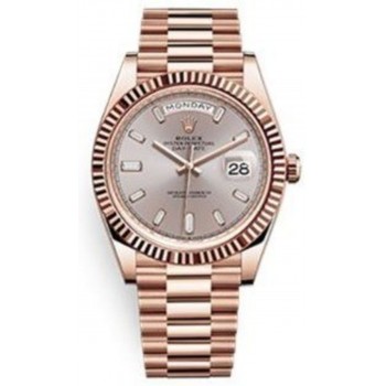 Réplique Montre Rolex Day-Date 40 Everose Gold Sundust avec cadran diamant pour homme M228235-0004