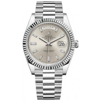 Réplique Montre pour homme Rolex Day-Date 40 avec cadran diamant argent platine M228236-0002