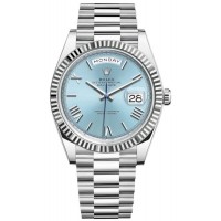 Réplique Montre pour homme Rolex Day-Date 40 Platinum avec cadran bleu glacier M228236-0012