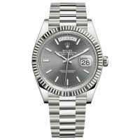 Réplique Montre pour homme Rolex Day-Date 40 en or blanc 18 carats avec cadran en ardoise M228239-0060