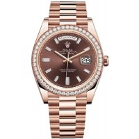 Réplique Rolex Day-Date 40 Montre pour homme en or Everose 18 carats avec cadran en diamant et lunette en diamant M228345RBR-0006