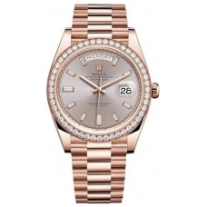 Réplique Rolex Day-Date 40 Montre pour homme en or Everose 18 carats avec cadran diamant Sundust et lunette en diamant M228345RBR-0007