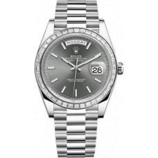 Réplique Montre pour homme Rolex Day-Date 40 avec cadran en ardoise platine et lunette en diamant M228396TBR-0031