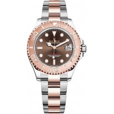 Réplique Rolex Yacht-Master Acier &amp; Montre unisexe à cadran chocolat doré Everose M268621-0003