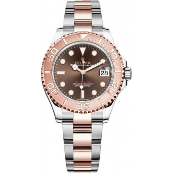 Réplique Rolex Yacht-Master Acier &amp; Montre unisexe à cadran chocolat doré Everose M268621-0003