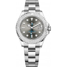 Réplique Montre Rolex Yacht-Master pour femme avec cadran rhodium foncé M268622-0002