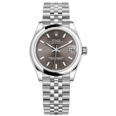 Réplique Montre pour femme Rolex Datejust 31 en acier inoxydable avec cadran gris foncé M278240-0010