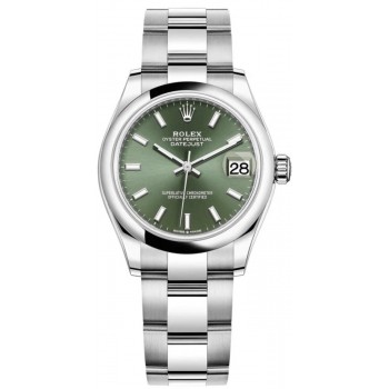 Réplique Montre pour femme Rolex Datejust 31 en acier inoxydable avec cadran vert menthe M278240-0011