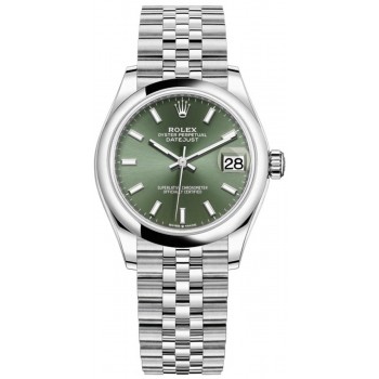 Réplique Montre pour femme Rolex Datejust 31 en acier inoxydable avec cadran vert menthe M278240-0012