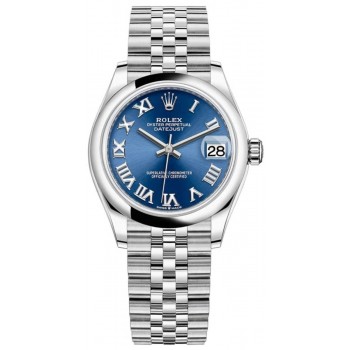 Réplique Montre pour femme Rolex Datejust 31 en acier inoxydable avec cadran romain bleu M278240-0018