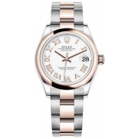 Réplique Montre pour femme Rolex Datejust 31 en acier et or Everose 18 carats avec cadran romain blanc M278241-0001