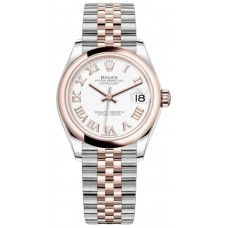 Réplique Montre pour femme Rolex Datejust 31 en acier et or Everose 18 carats avec cadran romain blanc M278241-0002