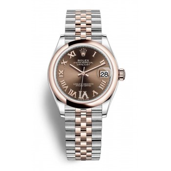 Réplique Montre pour femme Rolex Datejust 31 en acier et or Everose 18 carats avec cadran chocolat M278241-0004