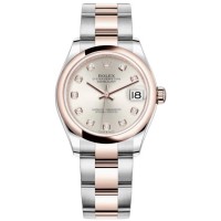 Réplique Montre pour femme Rolex Datejust 31 en acier et or Everose 18 carats avec cadran diamant et argent M278241-0015