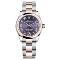 Réplique Montre pour femme Rolex Datejust 31 en acier et or Everose 18 carats aubergine pavé avec cadran romain M278241-0019