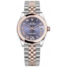 Réplique Montre pour femme Rolex Datejust 31 en acier et or Everose 18 carats pavé d'aubergine avec cadran romain M278241-0020