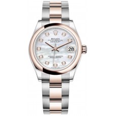 Réplique Montre pour femme Rolex Datejust 31 en acier et or Everose 18 carats avec cadran en nacre et diamants M278241-0025