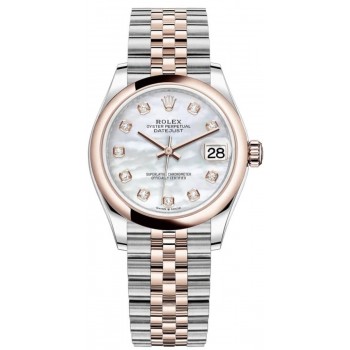 Réplique Montre pour femme Rolex Datejust 31 en acier et or Everose 18 carats avec cadran en nacre et diamants M278241-0026