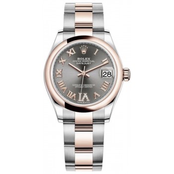 Réplique Montre Rolex Datejust 31 avec cadran romain et pavé d'ardoise pour femme M278241-0029